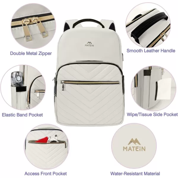 imageMATEIN Laptop Backpack for Women Anti Theft 156 inch College School Bookbag for Girls with USB Charging Port Water Resistant Stylish Travel Computer Work Backpack with for Nurse PurpleWhite