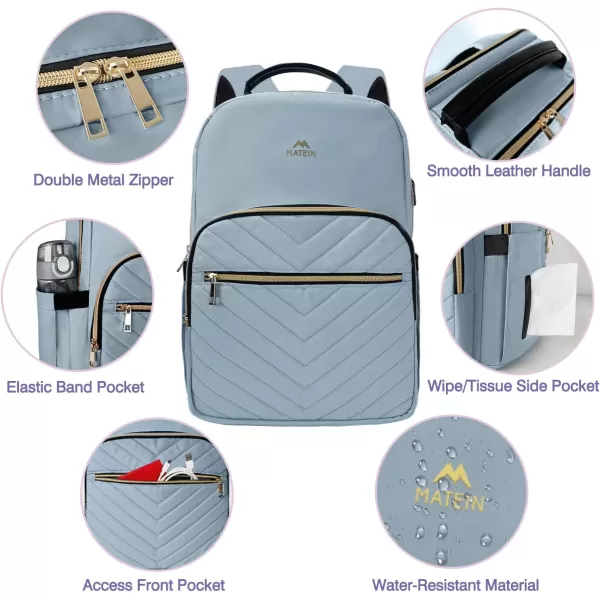 imageMATEIN Laptop Backpack for Women Anti Theft 156 inch College School Bookbag for Girls with USB Charging Port Water Resistant Stylish Travel Computer Work Backpack with for Nurse PurpleBlue