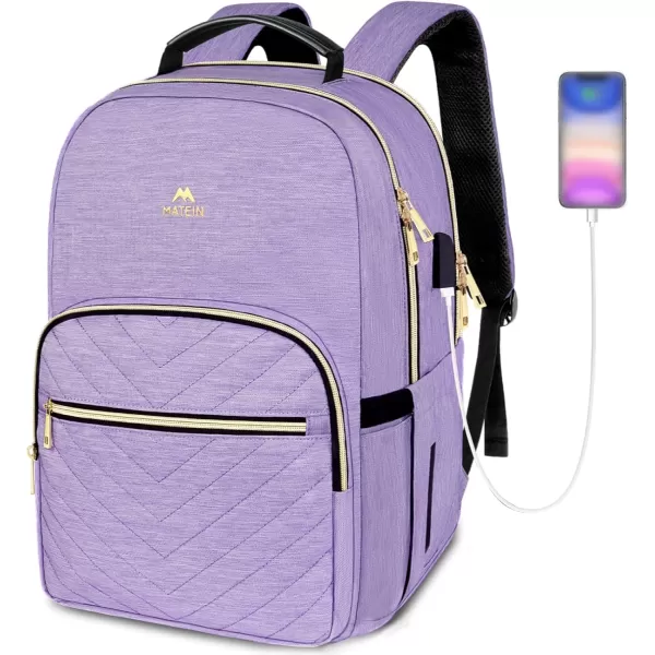 imageMATEIN Laptop Backpack for Women Anti Theft 156 inch College School Bookbag for Girls with USB Charging Port Water Resistant Stylish Travel Computer Work Backpack with for Nurse PurplePurple