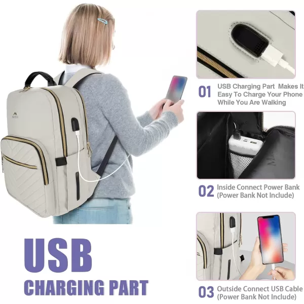 imageMATEIN Laptop Backpack for Women Anti Theft 156 inch College School Bookbag for Girls with USB Charging Port Water Resistant Stylish Travel Computer Work Backpack with for Nurse PurpleWhite