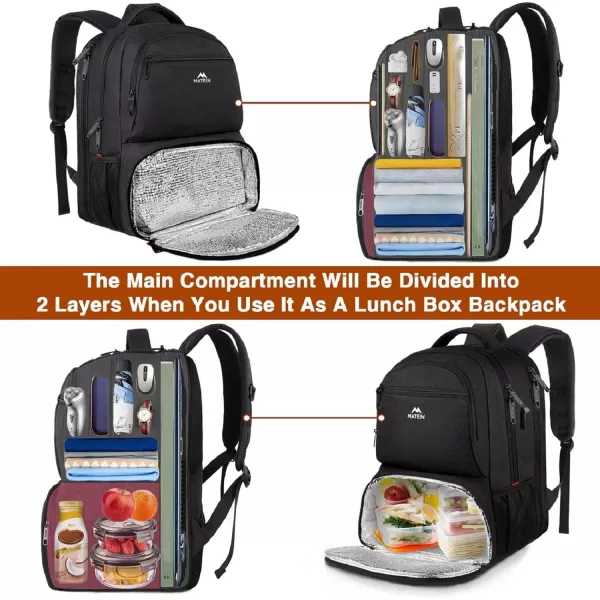 imageMATEIN Lunch Backpack for Men Work 17 Inch Insulated Cooler Backpack Lunch Box with USB Charging Port Water Resistant Laptop Backpack Computer Bag Meal Prep Backpack for Picnic College Travel BlackBlack