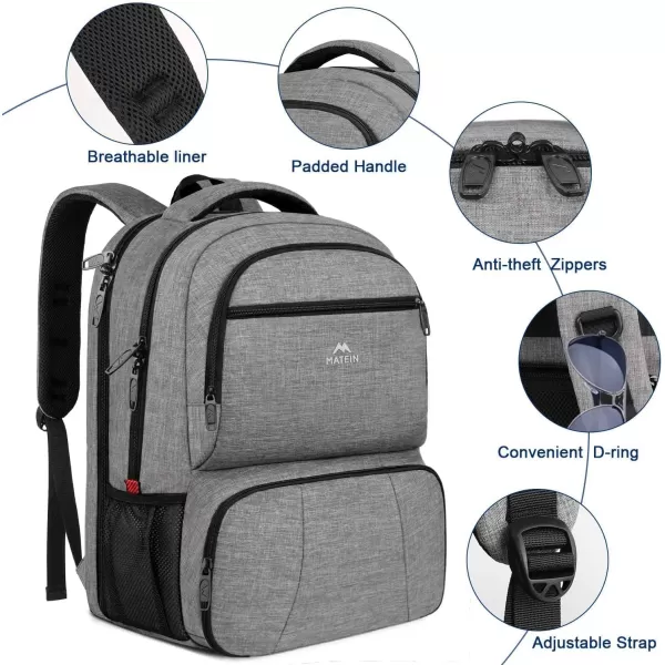 imageMATEIN Lunch Backpack for Men Work 17 Inch Insulated Cooler Backpack Lunch Box with USB Charging Port Water Resistant Laptop Backpack Computer Bag Meal Prep Backpack for Picnic College Travel BlackGrey