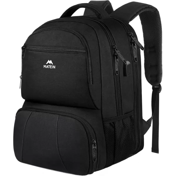imageMATEIN Lunch Backpack for Men Work 17 Inch Insulated Cooler Backpack Lunch Box with USB Charging Port Water Resistant Laptop Backpack Computer Bag Meal Prep Backpack for Picnic College Travel BlackBlack