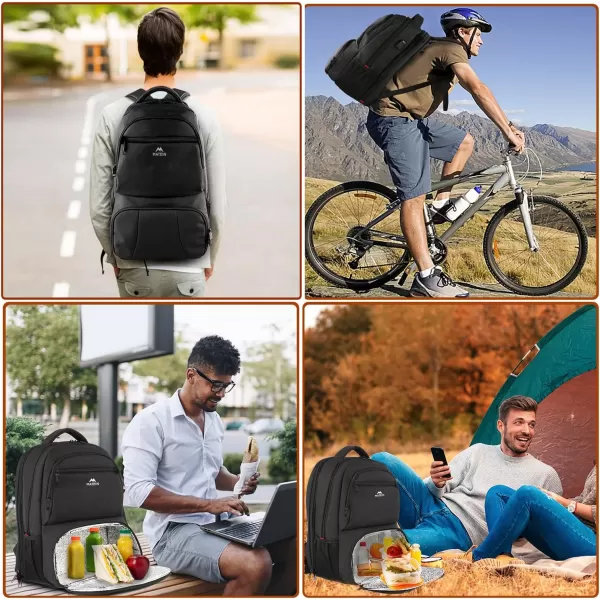 imageMATEIN Lunch Backpack for Men Work 17 Inch Insulated Cooler Backpack Lunch Box with USB Charging Port Water Resistant Laptop Backpack Computer Bag Meal Prep Backpack for Picnic College Travel BlackBlack
