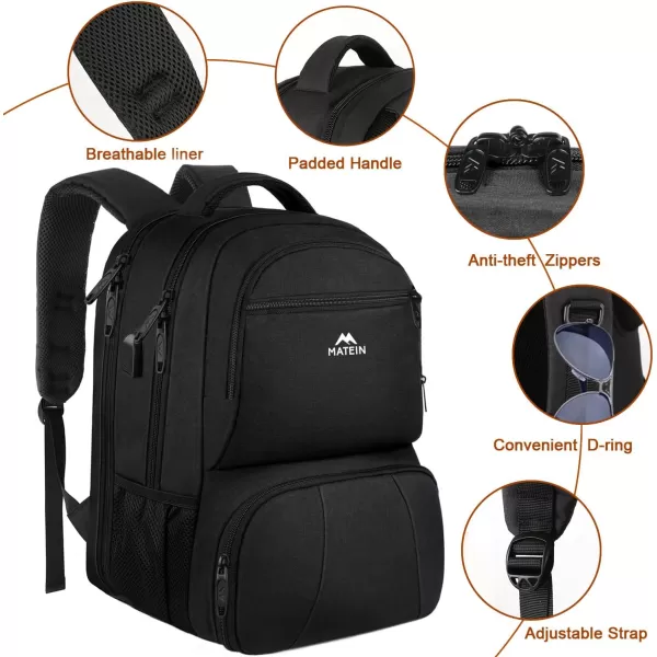 imageMATEIN Lunch Backpack for Men Work 17 Inch Insulated Cooler Backpack Lunch Box with USB Charging Port Water Resistant Laptop Backpack Computer Bag Meal Prep Backpack for Picnic College Travel BlackBlack