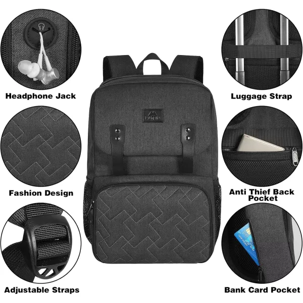 imageMATEIN Lunch Bags for Women Cooler Lunchbox Insulated Work Backpack with USB Charging Port Water Resistant Travel Computer Bag College Daypack Fits 156 Inch Laptop Friendship Gifts for Women GreyBlack