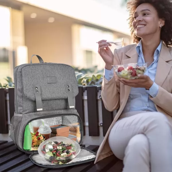 imageMATEIN Lunch Bags for Women Cooler Lunchbox Insulated Work Backpack with USB Charging Port Water Resistant Travel Computer Bag College Daypack Fits 156 Inch Laptop Friendship Gifts for Women GreyGrey