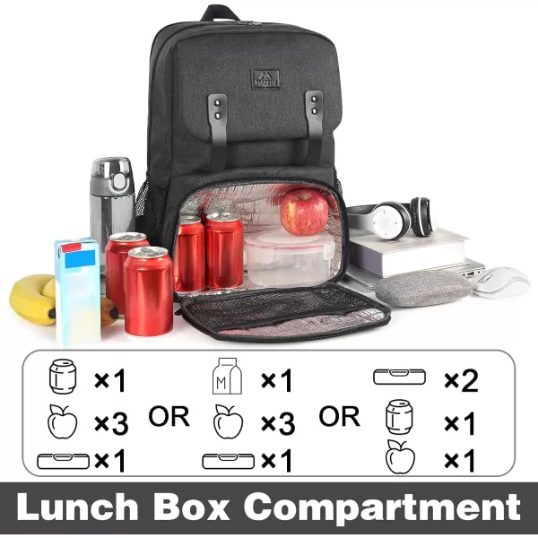 imageMATEIN Lunch Bags for Women Cooler Lunchbox Insulated Work Backpack with USB Charging Port Water Resistant Travel Computer Bag College Daypack Fits 156 Inch Laptop Friendship Gifts for Women GreyBlack