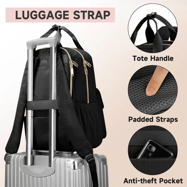 imageMATEIN School Backpack for Girls 156 Inch Cute College Backpack Corduroy Computer Bookbag with USB Charging Port TSA Lightweight Kawaii Travel Laptop Backpack Aesthetic for Teens Students BeigeBlack