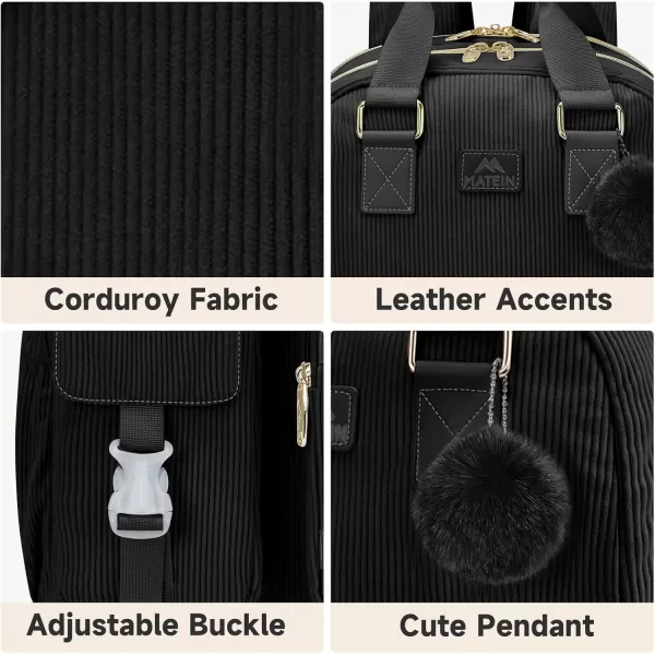 imageMATEIN School Backpack for Girls 156 Inch Cute College Backpack Corduroy Computer Bookbag with USB Charging Port TSA Lightweight Kawaii Travel Laptop Backpack Aesthetic for Teens Students BeigeBlack