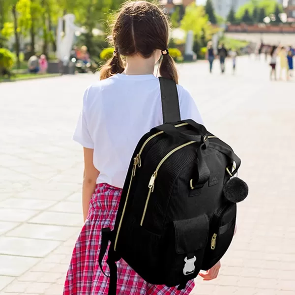 imageMATEIN School Backpack for Girls 156 Inch Cute College Backpack Corduroy Computer Bookbag with USB Charging Port TSA Lightweight Kawaii Travel Laptop Backpack Aesthetic for Teens Students BeigeBlack