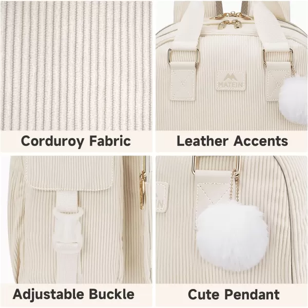 imageMATEIN School Backpack for Girls 156 Inch Cute College Backpack Corduroy Computer Bookbag with USB Charging Port TSA Lightweight Kawaii Travel Laptop Backpack Aesthetic for Teens Students BeigeBeige