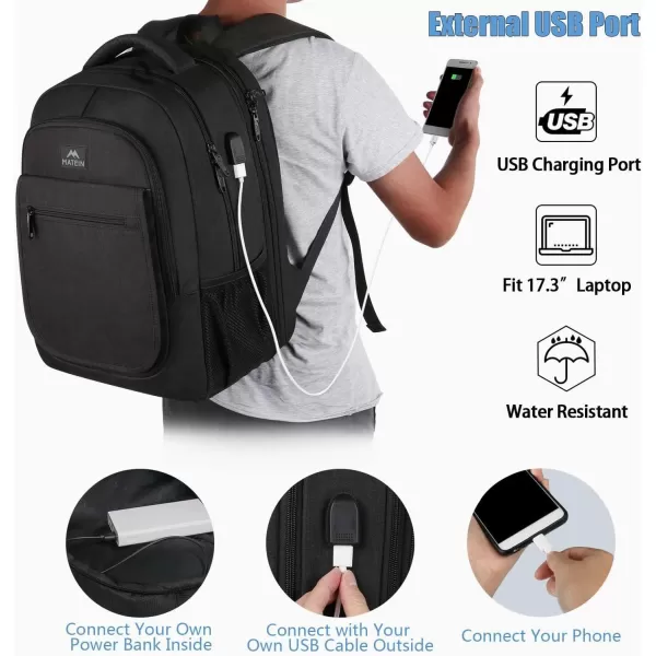 imageMATEIN Travel Backpack for Men Expandable Laptop Backpack with USB Charging PortAnti Theft Business Computer Bag Water Resistant College School Bookbag Gifts for Men Women Fit 156 Inch LaptopBlackDeep Black