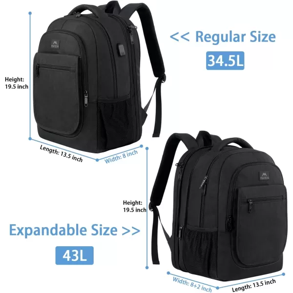 imageMATEIN Travel Backpack for Men Expandable Laptop Backpack with USB Charging PortAnti Theft Business Computer Bag Water Resistant College School Bookbag Gifts for Men Women Fit 156 Inch LaptopBlackDeep Black
