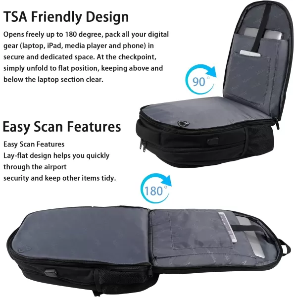 imageMATEIN Travel Backpack for Men Expandable Laptop Backpack with USB Charging PortAnti Theft Business Computer Bag Water Resistant College School Bookbag Gifts for Men Women Fit 156 Inch LaptopBlackDeep Black