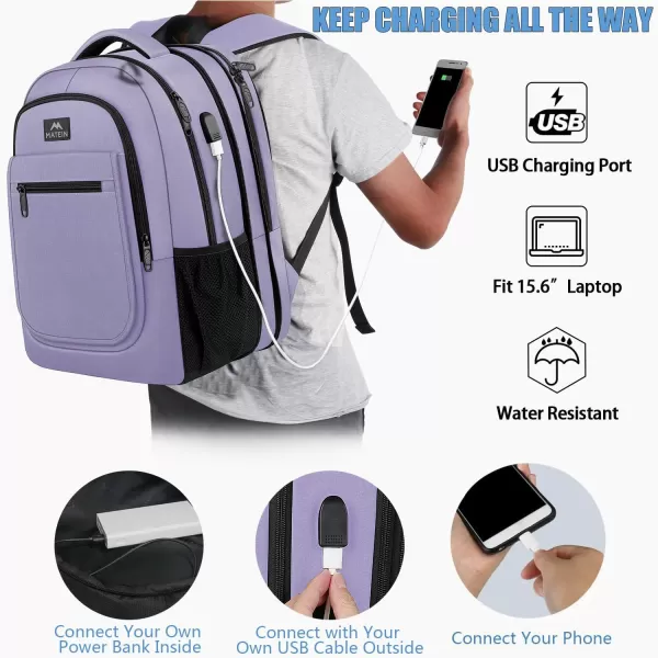 imageMATEIN Travel Backpack for Men Expandable Laptop Backpack with USB Charging PortAnti Theft Business Computer Bag Water Resistant College School Bookbag Gifts for Men Women Fit 156 Inch LaptopBlackPurple