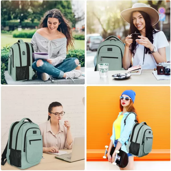 imageMATEIN Travel Backpack for Men Expandable Laptop Backpack with USB Charging PortAnti Theft Business Computer Bag Water Resistant College School Bookbag Gifts for Men Women Fit 156 Inch LaptopBlackCyan