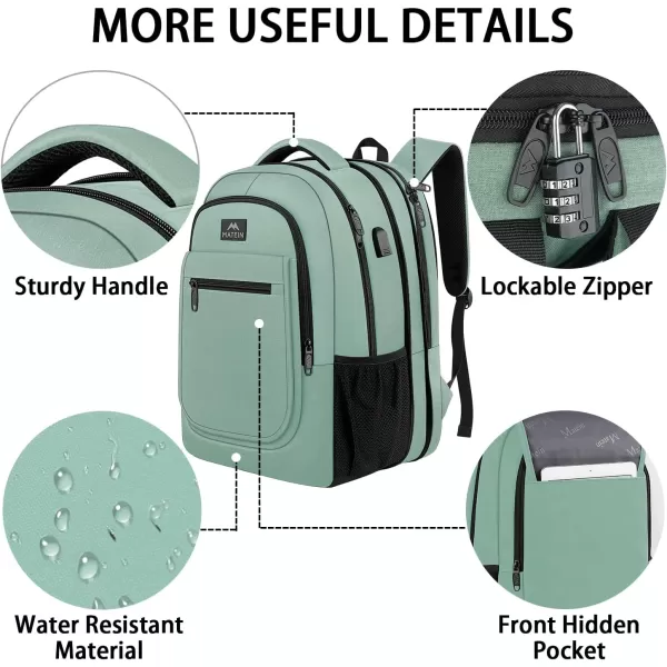 imageMATEIN Travel Backpack for Men Expandable Laptop Backpack with USB Charging PortAnti Theft Business Computer Bag Water Resistant College School Bookbag Gifts for Men Women Fit 156 Inch LaptopBlackCyan