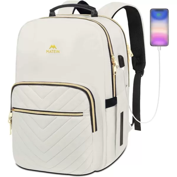 imageMATEIN Laptop Backpack for Women Anti Theft 156 inch College School Bookbag for Girls with USB Charging Port Water Resistant Stylish Travel Computer Work Backpack with for Nurse PurpleWhite