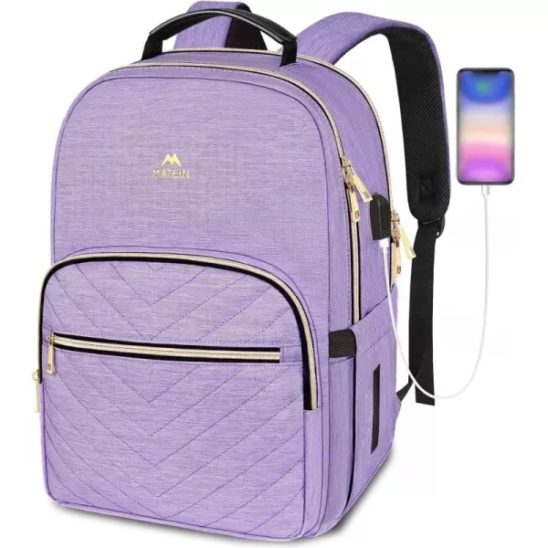 imageMATEIN Laptop Backpack for Women Anti Theft 156 inch College School Bookbag for Girls with USB Charging Port Water Resistant Stylish Travel Computer Work Backpack with for Nurse PurplePurple