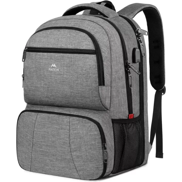 imageMATEIN Lunch Backpack for Men Work 17 Inch Insulated Cooler Backpack Lunch Box with USB Charging Port Water Resistant Laptop Backpack Computer Bag Meal Prep Backpack for Picnic College Travel BlackGrey