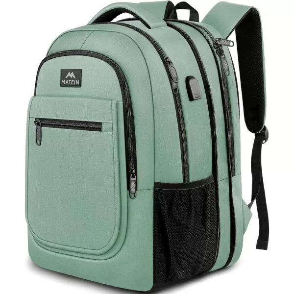 imageMATEIN Travel Backpack for Men Expandable Laptop Backpack with USB Charging PortAnti Theft Business Computer Bag Water Resistant College School Bookbag Gifts for Men Women Fit 156 Inch LaptopBlackCyan