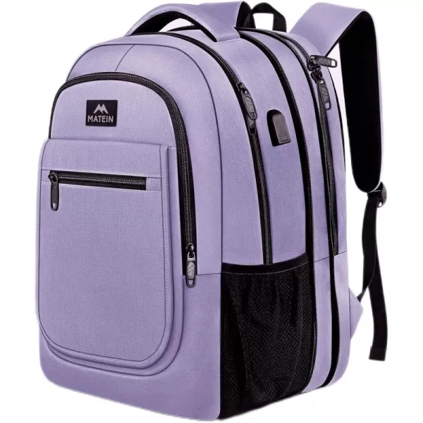 imageMATEIN Travel Backpack for Men Expandable Laptop Backpack with USB Charging PortAnti Theft Business Computer Bag Water Resistant College School Bookbag Gifts for Men Women Fit 156 Inch LaptopBlackPurple