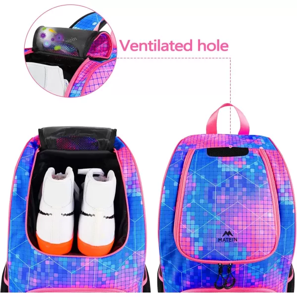 imageMATEIN Basketball Bag Sturdy Soccer Bag with Ball Holder ampamp Shoe Compartment Large Basketball Backpack for Training Equipment Water Resistant Sports Ball Bags Fits Volleyball Football ColorfulPink
