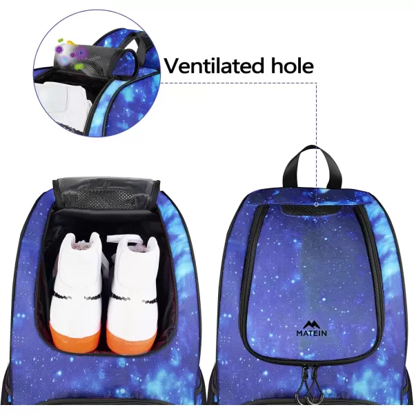 imageMATEIN Basketball Bag Sturdy Soccer Bag with Ball Holder ampamp Shoe Compartment Large Basketball Backpack for Training Equipment Water Resistant Sports Ball Bags Fits Volleyball Football ColorfulGalaxy Blue