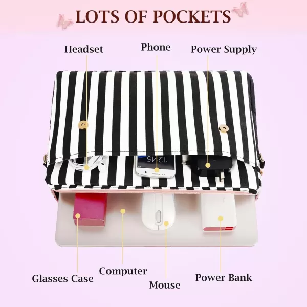 imageMATEIN Briefcase for Women 156 Inch Convertible Laptop Briefcase Backpack with Bow Cute Kawaii Computer Messenger Crossbody Laptop Tote Bag Carrying Case Gift for College Work Travel 3 in 1 Pink