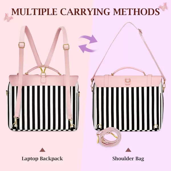 imageMATEIN Briefcase for Women 156 Inch Convertible Laptop Briefcase Backpack with Bow Cute Kawaii Computer Messenger Crossbody Laptop Tote Bag Carrying Case Gift for College Work Travel 3 in 1 Pink