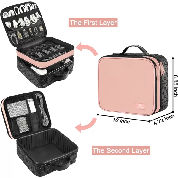imageMATEIN Cable Organizer Bag Waterproof Travel Electronic Storage with Adjustable Divider Shockproof Portable Double Layer Tech Bag Carrying Case for Cord Earbuds Charger SD Card Tech Gifts BlackPink
