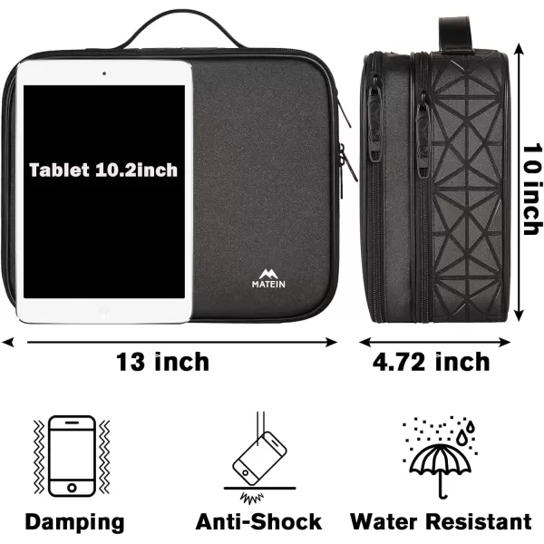 imageMATEIN Cable Organizer Bag Waterproof Travel Electronic Storage with Adjustable Divider Shockproof Portable Double Layer Tech Bag Carrying Case for Cord Earbuds Charger SD Card Tech Gifts BlackBlack