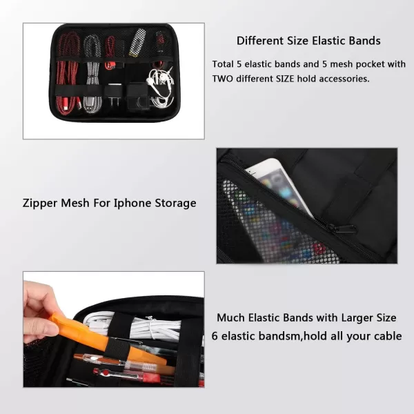 imageMATEIN Electronics Organizer Travel Case Water Resistant Cable Organizer Bag for Travel Essentials Tech Gifts for Men Storage Bag as Accessories for Phone Cord Tablet BlackGrey