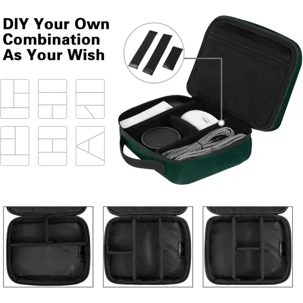 imageMATEIN Electronics Organizer Travel Case Water Resistant Cable Organizer Bag for Travel Essentials Tech Gifts for Men Storage Bag as Accessories for Phone Cord Tablet BlackDark Green