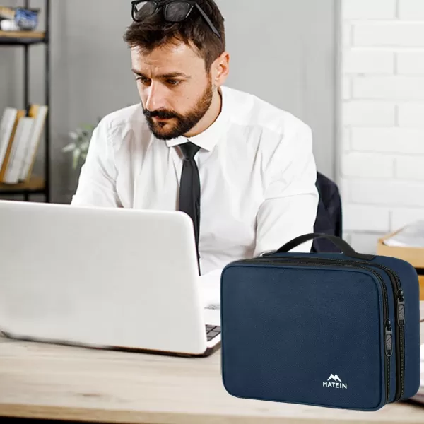 imageMATEIN Electronics Organizer Travel Case Water Resistant Cable Organizer Bag for Travel Essentials Tech Gifts for Men Storage Bag as Accessories for Phone Cord Tablet BlackNavy Blue