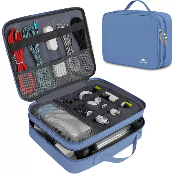 imageMATEIN Electronics Organizer Travel Case Water Resistant Cable Organizer Bag for Travel Essentials Tech Gifts for Men Storage Bag as Accessories for Phone Cord Tablet BlackBlue