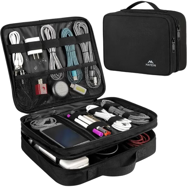 imageMATEIN Electronics Organizer Travel Case Water Resistant Cable Organizer Bag for Travel Essentials Tech Gifts for Men Storage Bag as Accessories for Phone Cord Tablet BlackAntique Black