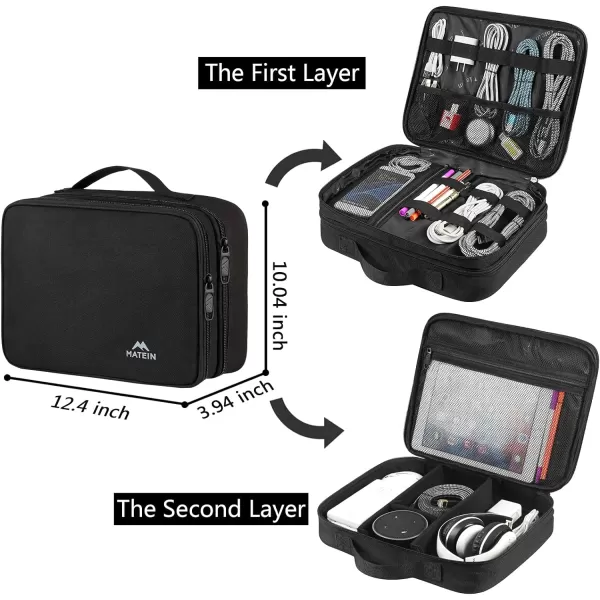 imageMATEIN Electronics Organizer Travel Case Water Resistant Cable Organizer Bag for Travel Essentials Tech Gifts for Men Storage Bag as Accessories for Phone Cord Tablet BlackAntique Black