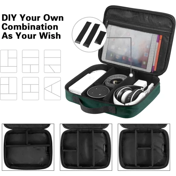 imageMATEIN Electronics Organizer Travel Case Water Resistant Cable Organizer Bag for Travel Essentials Tech Gifts for Men Storage Bag as Accessories for Phone Cord Tablet BlackDark Green