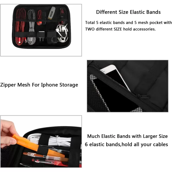 imageMATEIN Electronics Organizer Travel Case Water Resistant Cable Organizer Bag for Travel Essentials Tech Gifts for Men Storage Bag as Accessories for Phone Cord Tablet BlackNavy Blue