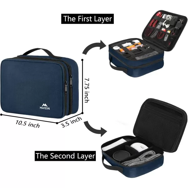 imageMATEIN Electronics Organizer Travel Case Water Resistant Cable Organizer Bag for Travel Essentials Tech Gifts for Men Storage Bag as Accessories for Phone Cord Tablet BlackNavy Blue