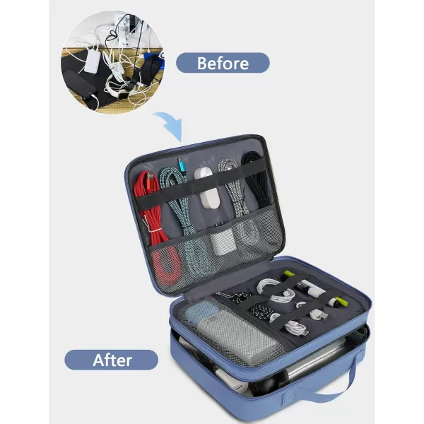 imageMATEIN Electronics Organizer Travel Case Water Resistant Cable Organizer Bag for Travel Essentials Tech Gifts for Men Storage Bag as Accessories for Phone Cord Tablet BlackBlue