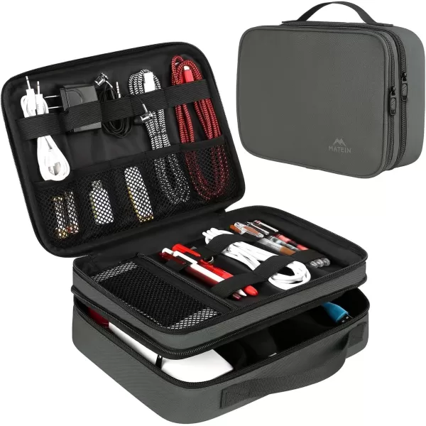imageMATEIN Electronics Organizer Travel Case Water Resistant Cable Organizer Bag for Travel Essentials Tech Gifts for Men Storage Bag as Accessories for Phone Cord Tablet BlackGrey