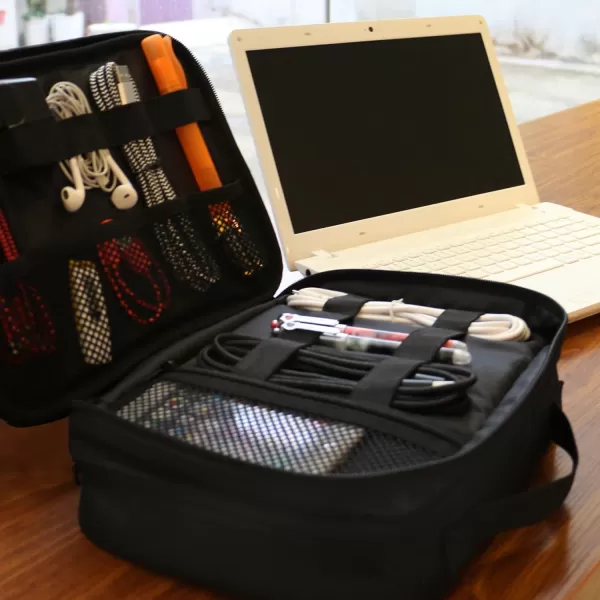 imageMATEIN Electronics Organizer Travel Case Water Resistant Cable Organizer Bag for Travel Essentials Tech Gifts for Men Storage Bag as Accessories for Phone Cord Tablet BlackAntique Black