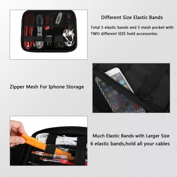 imageMATEIN Electronics Organizer Travel Case Water Resistant Cable Organizer Bag for Travel Essentials Tech Gifts for Men Storage Bag as Accessories for Phone Cord Tablet BlackAntique Black