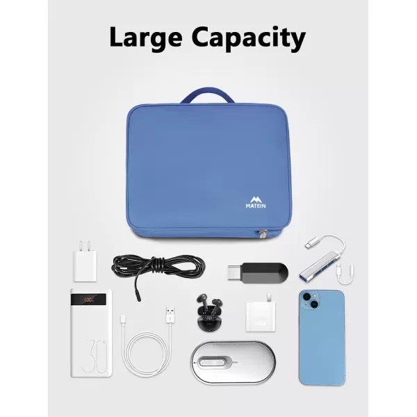 imageMATEIN Electronics Organizer Travel Case Water Resistant Cable Organizer Bag for Travel Essentials Tech Gifts for Men Storage Bag as Accessories for Phone Cord Tablet BlackBlue