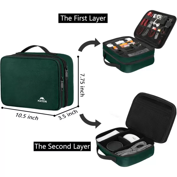 imageMATEIN Electronics Organizer Travel Case Water Resistant Cable Organizer Bag for Travel Essentials Tech Gifts for Men Storage Bag as Accessories for Phone Cord Tablet BlackDark Green