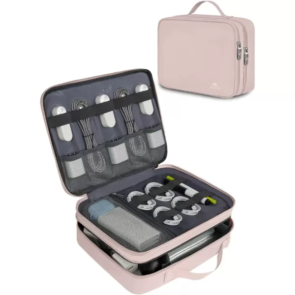 imageMATEIN Electronics Organizer Travel Case Water Resistant Cable Organizer Bag for Travel Essentials Tech Gifts for Men Storage Bag as Accessories for Phone Cord Tablet BlackPink