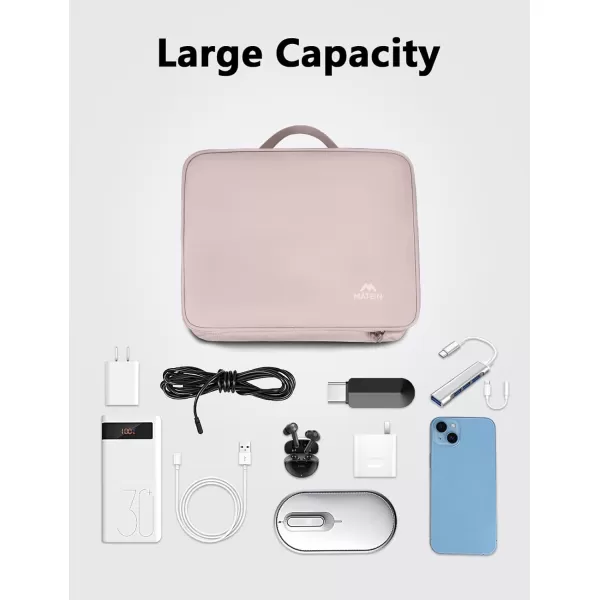 imageMATEIN Electronics Organizer Travel Case Water Resistant Cable Organizer Bag for Travel Essentials Tech Gifts for Men Storage Bag as Accessories for Phone Cord Tablet BlackPink